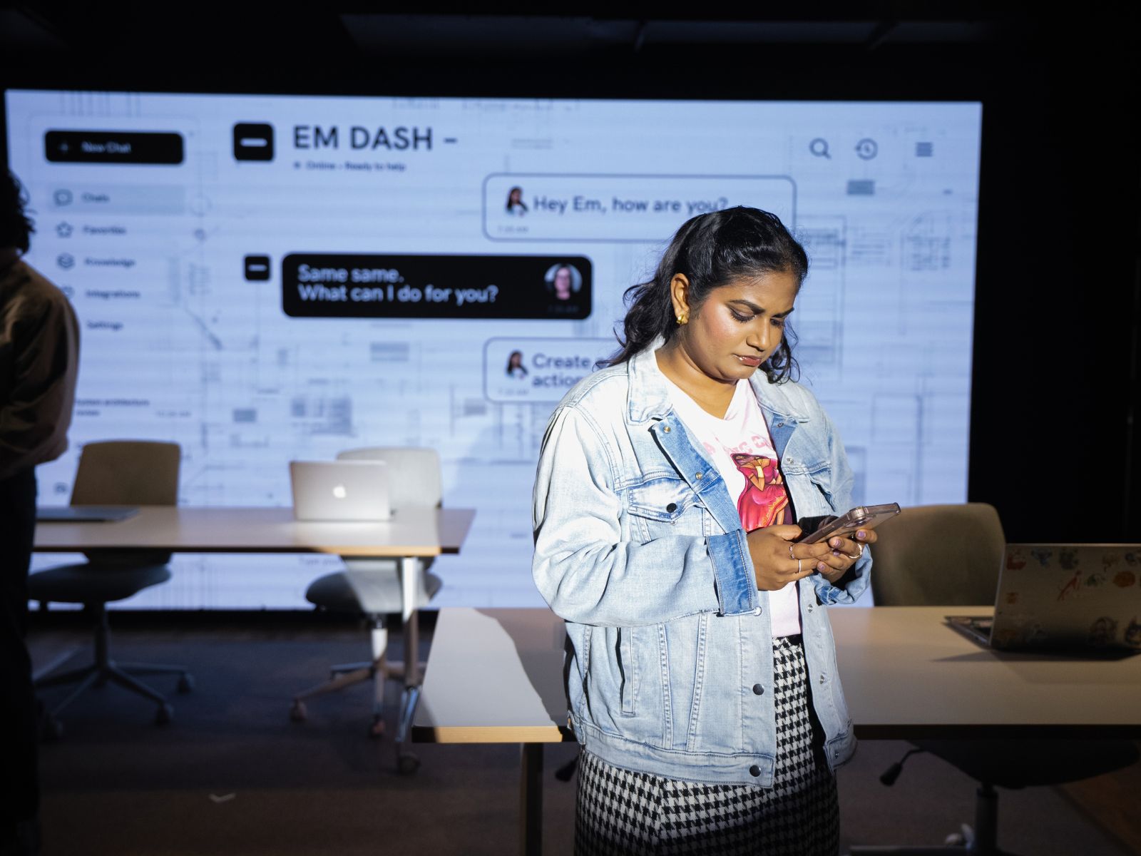 Laari on the phone — Vinaya Elijala in The Algorithm of Us